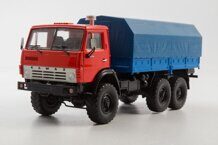 КАМАЗ-4310 бортовой с тентом, красный / синий